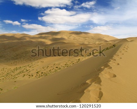 lake in desert Badain Jaran Desert, Inner Mongolia, CHina