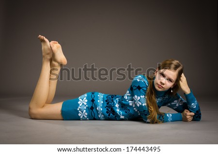 teen girl posing in sweater