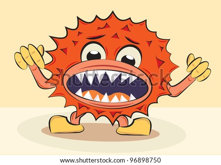 cartoon funny angry bacillus, vector illustration