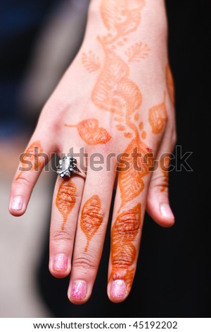 Henna Hand and Diamond Ring