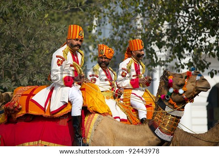 NEW DELHI, INDIA - JANUARY 23: Republic Day parade of Indian soldiers on January 23, 2011 in New Delhi, India. Republic Day commemorates the date on which the constitution of India began.