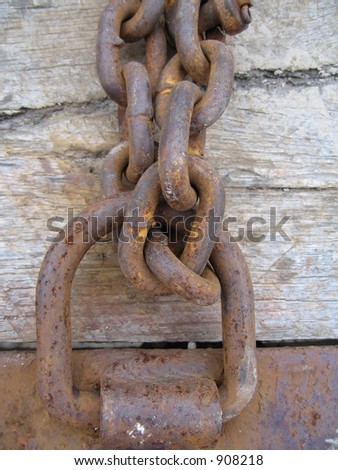 linked chain on wood