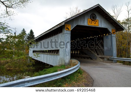 Covered bridge in Ashtabula County, Ohio on a fall day