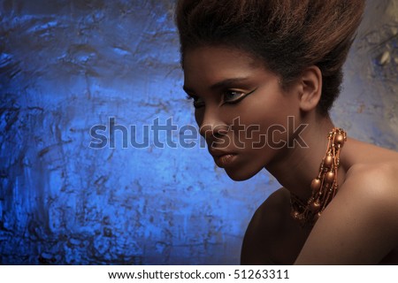 Beauty professional fashion model,studio shot with cool make up.Beautiful African American woman.