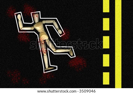 wooden model run over by car while crossing the road - conceptual photo