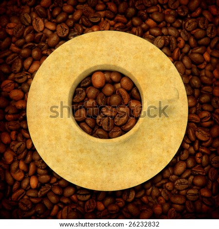 grunge background with coffee elements - square orientation