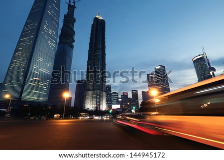 Shanghai city car light trails