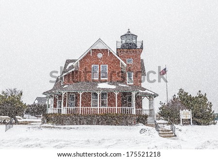 The Sea Girt Lighthouse in Sea Girt, New Jersey, USA. This lighthouse flashed its first light December 10, 1896.