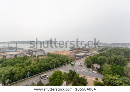 LUSHUN, CHINA - JUNE 10, 2012: Port city Lushun, russian name Port Arthur, is now a naval base in China. Here was the epicenter of the main events of the Russian-Japanese war of 1904-1905.