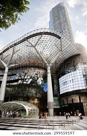 SINGAPORE - CIRCA FEBRUARY, 2015: ION Orchard - one of the best shopping centers on Orchard Road. More than 300 stores of world famous brands are placed on the 61,600 m2 of retail space market mall.