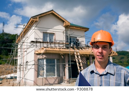 The building inspector on a working platform.