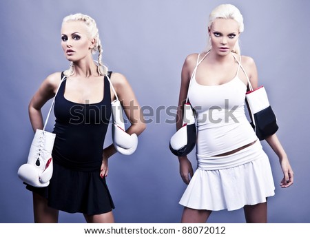 Two sexy female boxer