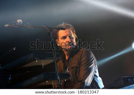POZNAN, POLAND - MARCH 01: Scottish music band Simple Minds performs at Sala Ziemi MTP March 01, 2014 in Poznan, Poland.