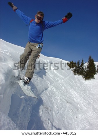 Snowboard fall down jump