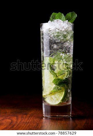 Mojito Cocktail on a wooden table