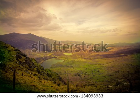 Magical Ireland landscape with hills