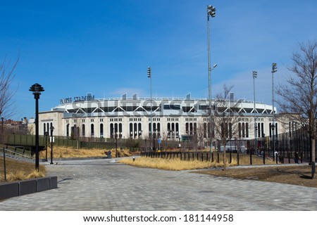 BRONX, NEW YORK CITY  - MARCH 8, 2014: View of Yankee Stadium in the South Bronx in New York City. It is the home ballpark for the New York Yankees.