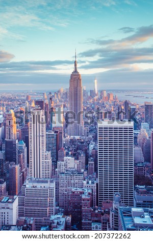 New York City Skyline Under Pastel Evening Sky Stock Photo 207372262 ...