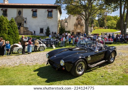 LONG ISLAND, NY - SEPTEMBER 14, 2014: Classic Cobra on display at auto show on the grounds of the Vanderbilt Mansion.