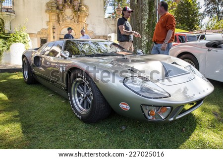 LONG ISLAND, NY - SEPTEMBER 14, 2014: Classic Ford GT40 on display at auto show on the grounds of the Vanderbilt Mansion.