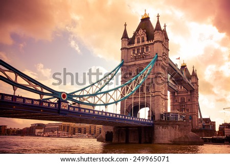 Tower Bridge London, UK at sunset