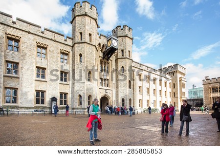 LONDON, UNITED KINGDOM - View outside the building that houses the Crown Jewels exhibit at historic Tower of London.