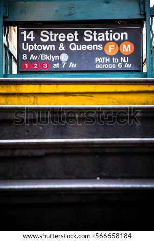 New York City subway entrance at 14th Street Stock fotó © 