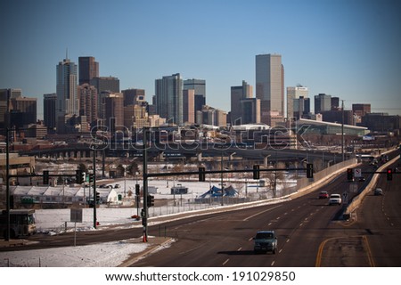 DENVER - DEC 6: Downtown Denver covered in Snow on December 6, 2011.
