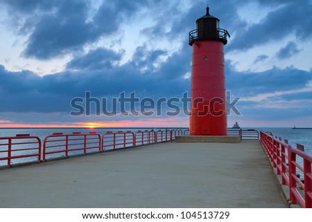 Milwaukee Lighthouse. Image of the Milwaukee Lighthouse at sunrise.