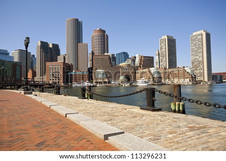 City of Boston. Image of Boston city skyline at sunny day.