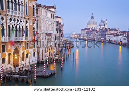 Venice. Image of the Grand Canal in Venice, with Santa Maria della Salute Basilica in the background.