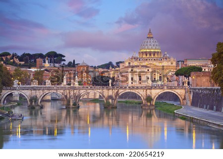 Rome. View of St. Peter\'s cathedral in Rome, Italy.