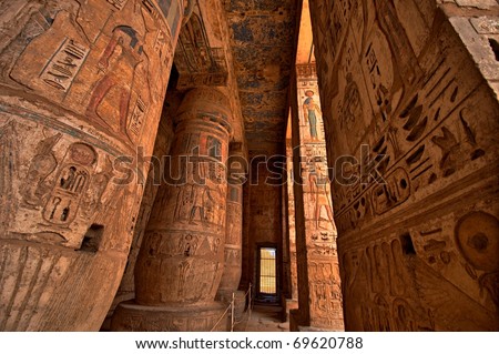 Heiroglyphs at Medinat Habu. Luxor, Egypt