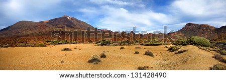 Panorama with desert near volcano Teide, Tenerife, Canarian Islands