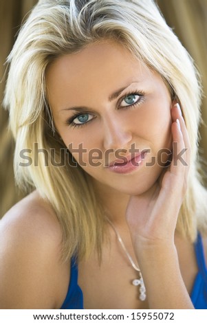 A beautiful blond haired blue eyed model shot with natural light