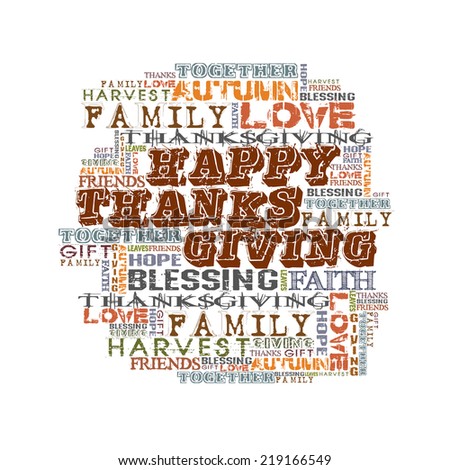 Happy Thanksgiving   Different Words on white background