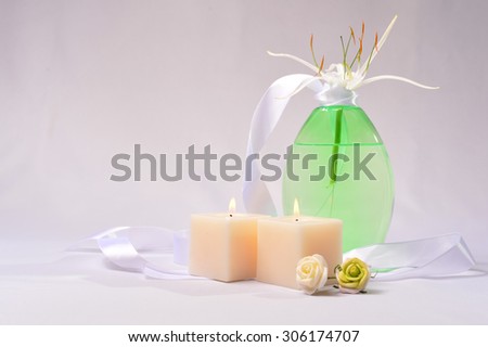 spa background with a bottle of body-wash can be used as advertisement