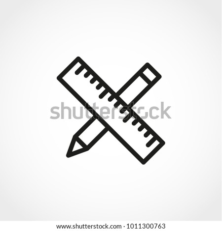Pencil and ruler Icon Isolated on White Background