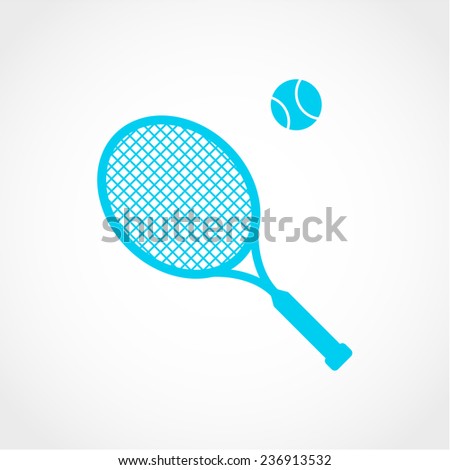 Sport symbol. Tennis racket with ball sign Icon Isolated on White Background