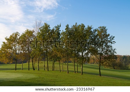 A golf course meadow in autumn time