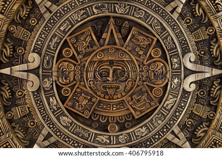 Aztec stone carving Artefact Mexique Maya Pyramide Art Motif Imprimé T-shirt AZQ