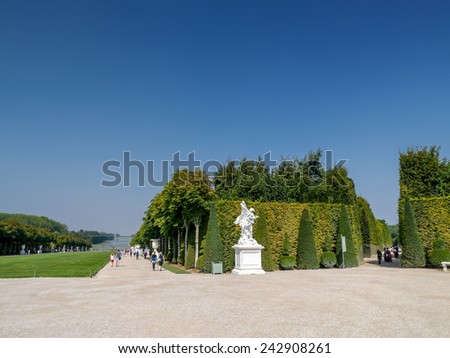 VERSAILLES, FRANCE - AUGUST 28 2013: Versailles garden in summer time, France