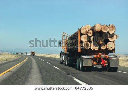 Large Truck Transporting Wood On The Road Stock Photo 84972535 ...