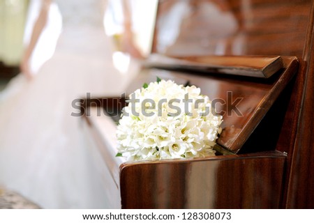 beautiful white flowers on piano