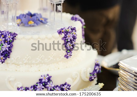beautiful wedding cake with lilac