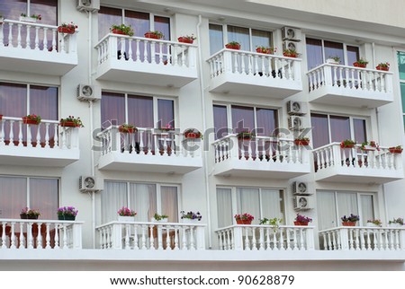 pattern from different balconies of a hotel