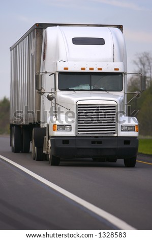 Close Up Front View Of White Semi Truck On Road Stock Photo 1328583 ...