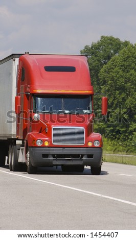 Close up of a Red Semi Truck