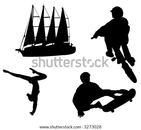 four different recreation silhouettes (fully editable vector illustrations)