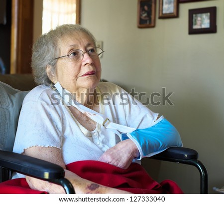 Elderly 80 plus year old woman portrait in a home setting.